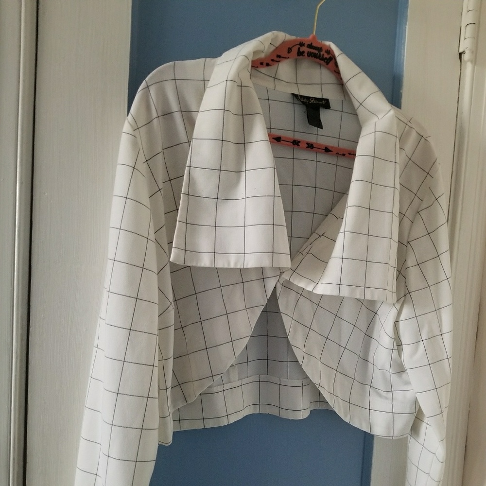 Ashley Stewart white and black blazer jacket